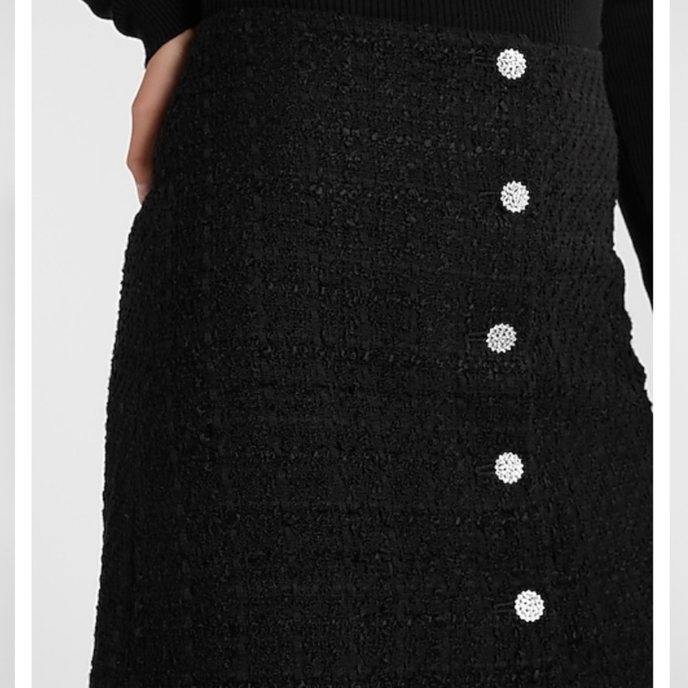 Express Boucle Embellished Button Front High Wais… - image 2